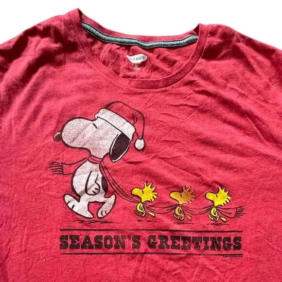 Old Navy Peanuts Snoopy Season’s Greetings Tee XXL - Picture 2 of 6